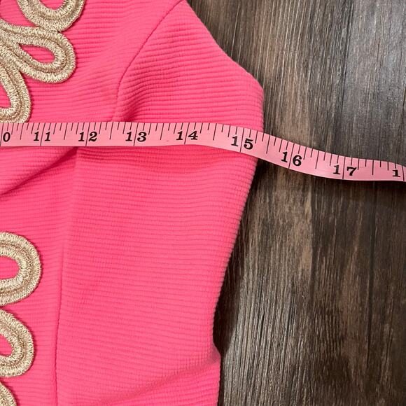 NWOT Lilly Pulitzer Janice Pink Gold Embroidered Shift Dress S Spring Garden - Picture 10 of 11
